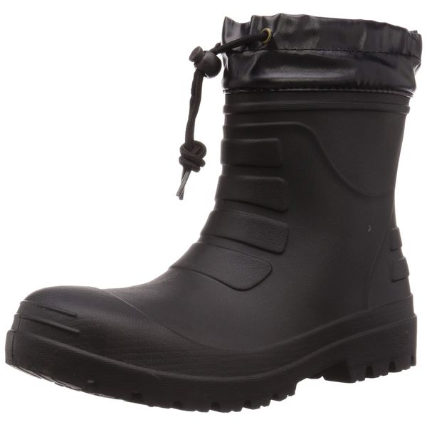 Co-Cos Nobuoka Work Boots, Rain Boots, Ultra-Lightweight, Short Length, Hybrid EVA, Unisex, Ziploa - black