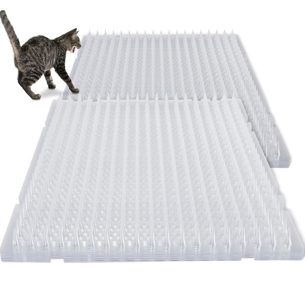 12 Pieces Clear Spiked Cat Repellent Mats for Outdoor Garden Window Sofa (Big Spikes, 16 X 13 Inches)