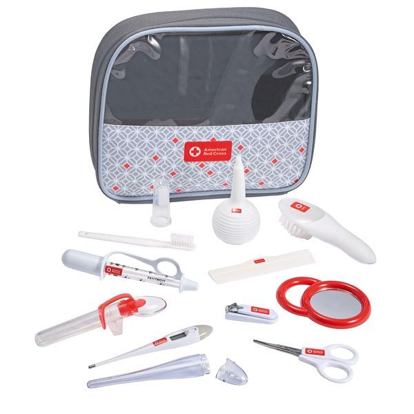 American Red Cross Deluxe Health and Grooming Kit| Infant and Baby Grooming | Infant and Baby Health | Thermometer, Medicine Dispenser, Comb, Brush, Nail Clippers and More with Convenient Tote