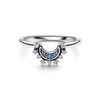 Pandora Moments Sterling Silver Celestial Moon Ring with Midnight Blue Crystal and Clear Cubic Zirconia, 60, Metal, Cubic Zirconia