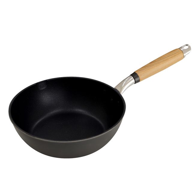 Kyoto Katsugu 4580047177096 Deep Cast Aluminum Frying Pan, 8.7 inches (22 cm), Made in Japan, For Gas Fire, Matte Black