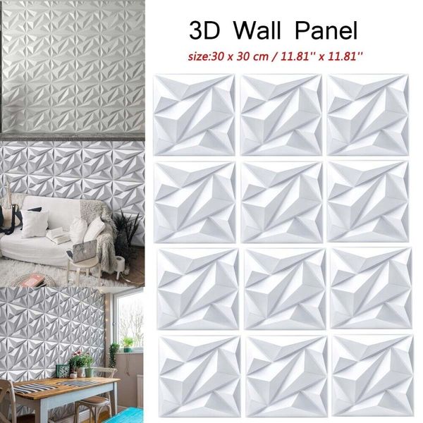 12Pcs Art 3D Wall Panel DIY Home Decor Ceiling Tiles Wallpaper Background Decal