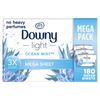 Downy Light Mega Dryer Sheets 180 Count Ocean Mist Softener 3X Freshness