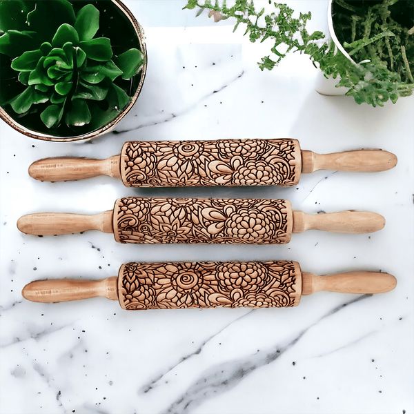 Rolling Pins - Box Style - Stencil Floral