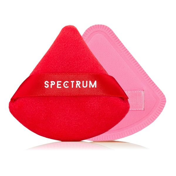 Spectrum Collections Brush Club Makeup Puffs, Soft Velour Triangle Powder Puff for Setting and Baking, Marble Rubycell Blending Sponge Make Up Puff for Blending Concealer, 2 Red and Pink Make Up Puffs