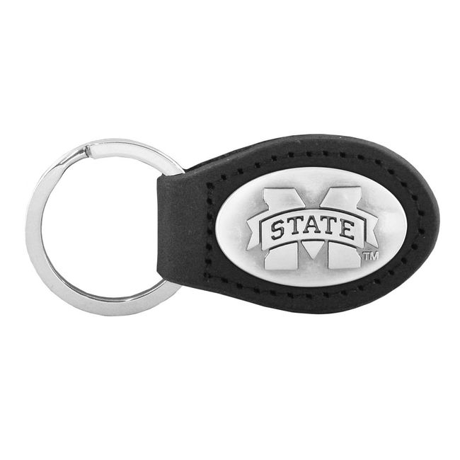 NCAA Mississippi State Bulldogs Zep-Pro Leather Concho Key Fob, Black