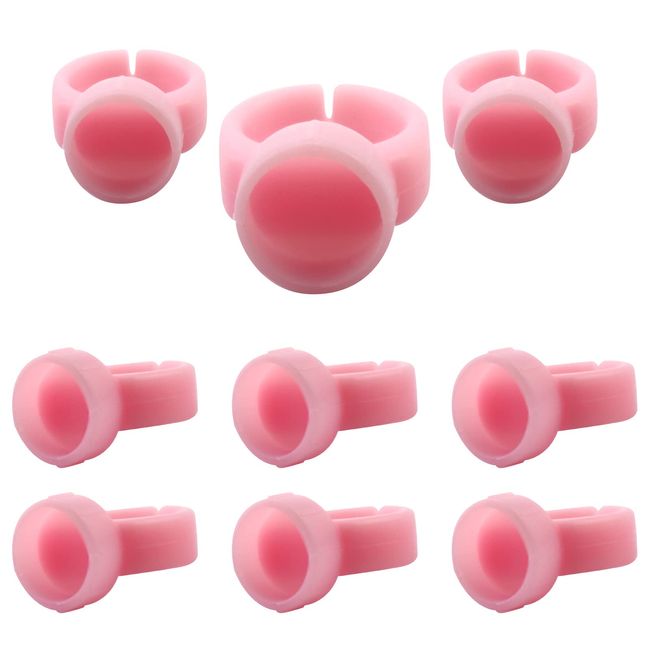 100pcs Soft Silicone Tattoo Ink Rings Pigment Caps Semi-Permanent Microblading Ink Cup Holders Microblading Tattoo Supplies (Pink)