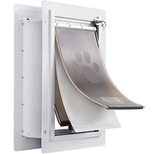 Pet Door for Wall with Lock & 3 Magnetic Flap System, Durable Metal Frame