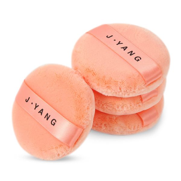 J.YANG 3" Color Powder Puff Washable Large Body Powder Puff Velour Body Powder Puff Soft & Furry 6PCS (Orange)