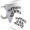 Flox Creative Ceramic Mug and Coaster Set Happiness is Pole Dancing Right Handed