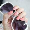 24 Pcs Pink Nail Pieces Flower Pattern Cute Elegant Nails