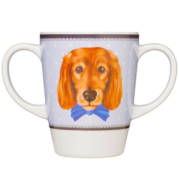 Rosa Lifestyle Two Handled Melamine Dog Mug – Lightweight 126g, 400ml/14oz Capacity – Daily Living Mobility Aid for Elderly, Dementia, Tremors, Arthritis, & Weak Grip (Dog)