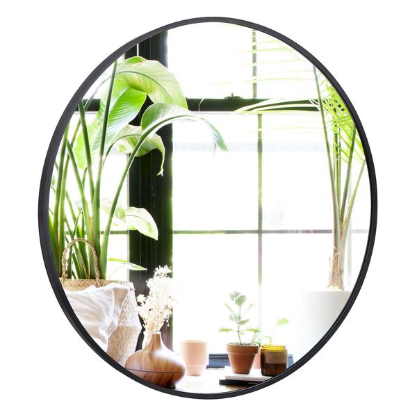 Black Round Mirror 24 inch Bathroom Mirror Circle Mirrors for Wall Living Room