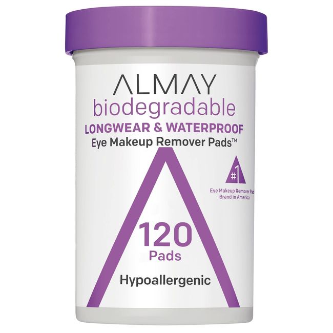 Almay Biodegradable Longwear & Waterproof Eye Makeup Remover Pads - 120 Pads