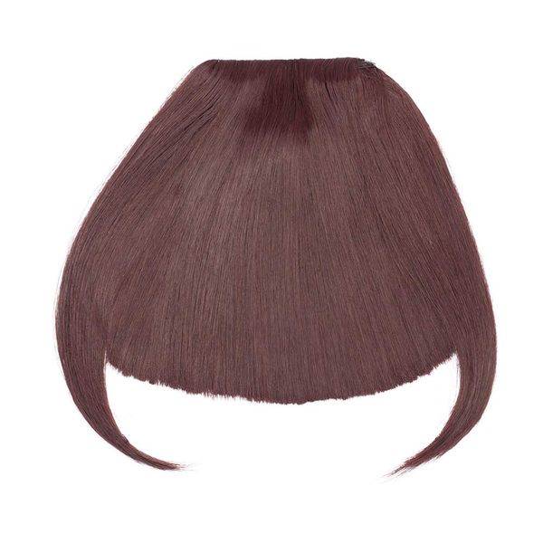 SEGO Clip in Pony Haarteil Extensions Fringe Bangs One Piece In Front Hair Verlängerung wie Echthaar Dunkles Goldbraun-2