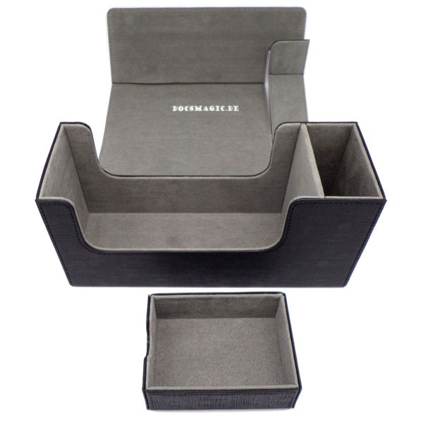 docsmagic.de Premium Magnetic Tray Long Box Black Small - Card Deck Storage