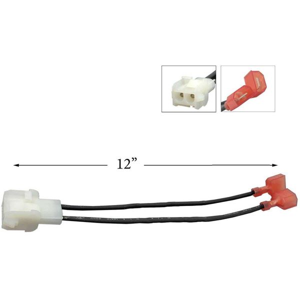 Wire connector with 2 male spades and a 2 Pin Molex style connector.