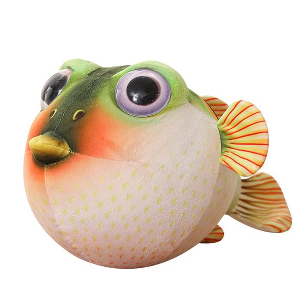 XIYUAN 10‘’Cute Puffer Fish Plush Toy, Simulation Puffer Plush Doll Stuffed Animal Puffer Sea Animal Plush Toy Soft Throw Pillow - Cushion Creative Ocean Fish Doll Plush ToyGift for