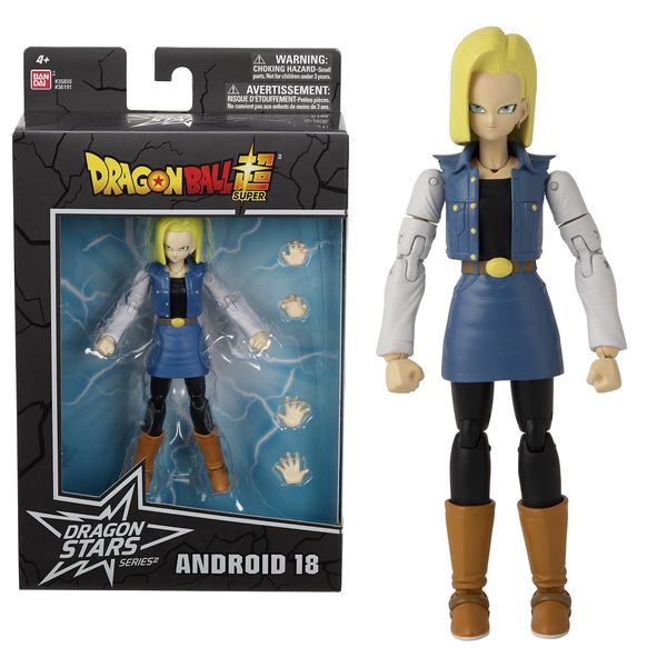 BANDAI - Dragon Ball Super - Figur Dragon Stars 17 cm - Android 18 - Offizielle Dragon Ball Lizenz - Bewegliche C-18 Cyborg Figur - Spielzeug für Kinder ab 4 Jahren - Actionfigur - 36191