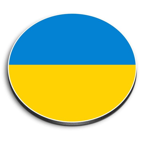 1 x Round MDF Magnet - Ukraine Flag Map 9056