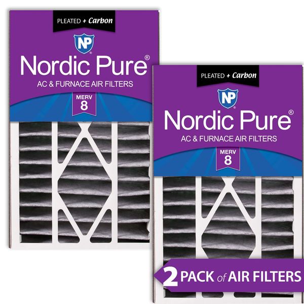 Air Bear 16x25x5 (4 7/8) AC Filter Replacement MERV 8 Pleated Plus Carbon 2 Pack