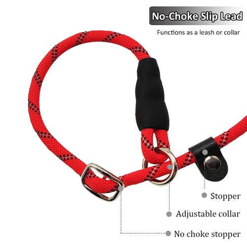 SEPXUFORE Reflective Long Slip Lead Dog Leash Anti-Choking 12/20 /30/50 FT Rope Training Leash for Medium Dogs Small Puppy Pets (20ft, red)