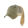 C.C Ponycap Messy High Bun Ponytail Adjustable Mesh Trucker Baseball Cap Hat, Washed Olive