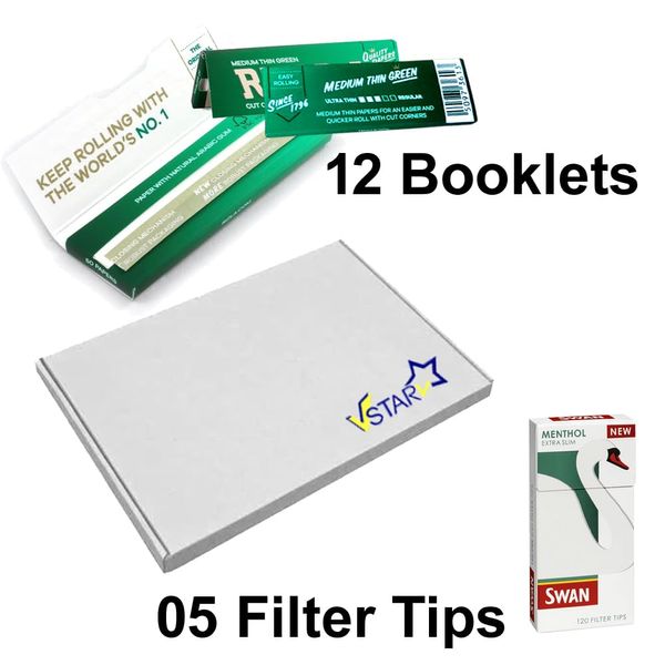 600 Rzla Green Rolling Papers & 600 SWAN Menthol Extra Slim Filter Tips