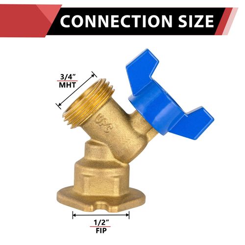EFIELD 5-Pack 1/2 in. FIP Inlet x 3/4 in. MHT Outlet, 1/4 Turn Sillcock Hose Bibb, Cast Brass Made,(SILLCOCK059)