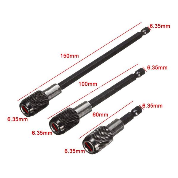 Impact Driver Bit Magnetic Hex Bit Set, Set of 3, Hex Bit Extension, Insertion Angle 0.25/0.5/0.5 inches (6.35/9.5/12.7 mm), 105 Degree 1/4 Inch Hex Drill Bit, Electric Screwdriver, Socket Adapter,