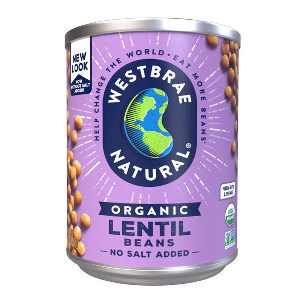 Westbrae Natural Organic Lentil Beans, No Salt Added, 15 Oz (Pack of 12) (Packaging May Vary)