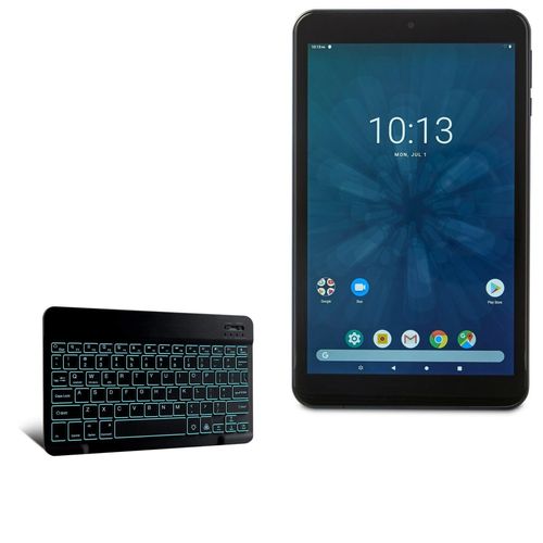 BoxWave Keyboard Compatible with ONN Tablet (8 in) - SlimKeys Bluetooth Keyboard - with Backlight, Portable Slim LED 7 Colors - Jet Black