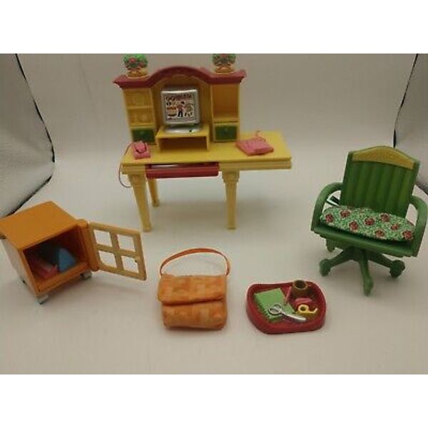 Fisher-Price Loving Family Work At Home Office Desk Chair Etc A8