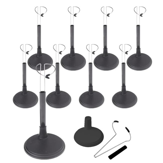 S.fields.inc Doll Stand Set of 10 Action Figures Display Stand (Black, 9.8 inches (25 cm)