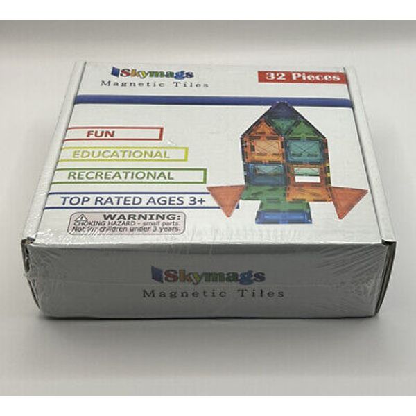SKYMAGS Magnetic Tiles for Kids - 32 Piece Set