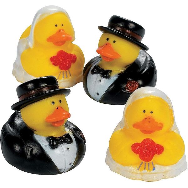 HAPPY DEALS ~ Bride Groom Rubber Ducks | 12 Pack | Wedding Favors