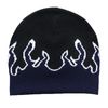 LeeCAE Y2K Flame Knit Slouchy Skull Cap Graphic Beanie - Red