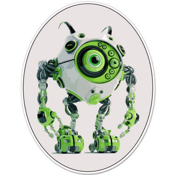 One-eyed Robot car bumper sticker decal 8" x 3"