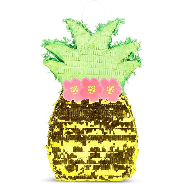 BLUE PANDA Pineapple Pinata for Hawaiian Luau Party Decorations, Kids Birthday (16.5 x 10 x 3 In)