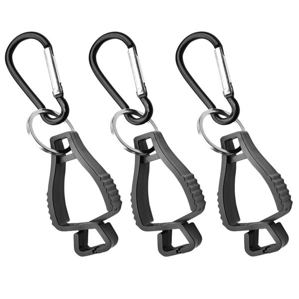 Glove Clips, Set of 3, 360° Rotation, Carabiner Clip, High Strength, Glove Clip, Towel Holder, Anti-Lost, Clip for Work, Climbing