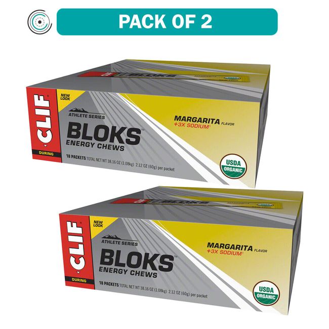 Pack of 2 Clif Bar Shot Bloks Energy and Electrolyte Chews Margarita 3x Sodium