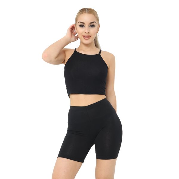 Crazy Chick® Women's Cotton Cycling Shorts - Ladies Yoga Gym Workout Running Cycling Sports Shorts Stretchy 1/2 Length Over-Knee Legging Plus Size 8-30 (Balck, 14)