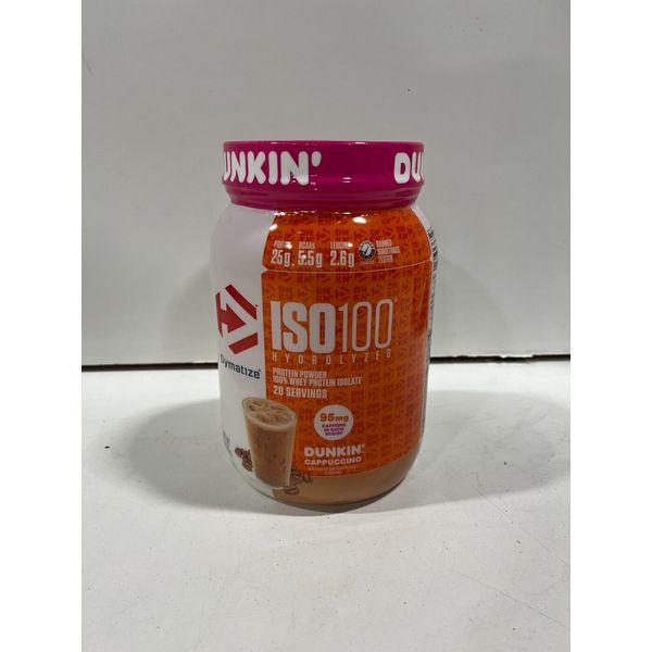 Dymatize ISO 100 Whey Protein Isolate 1.3 lb 20 Servings Dunkin' Cappuccino 2/24