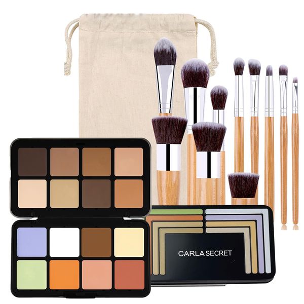 BeauFairy Makeup Palette and Brush Set, 16 Colors Cosmetics All in One Contour Cream, Professional Foundation Eyeshadow Blusher Concealer Palette Highlighting Make up Kit with 11 PCS Makeup Brushes