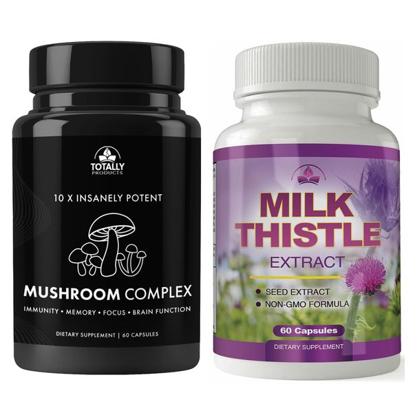 Mushroom Complex Immune Brain Function Milk Thistle Seed Liver Detox Supplements