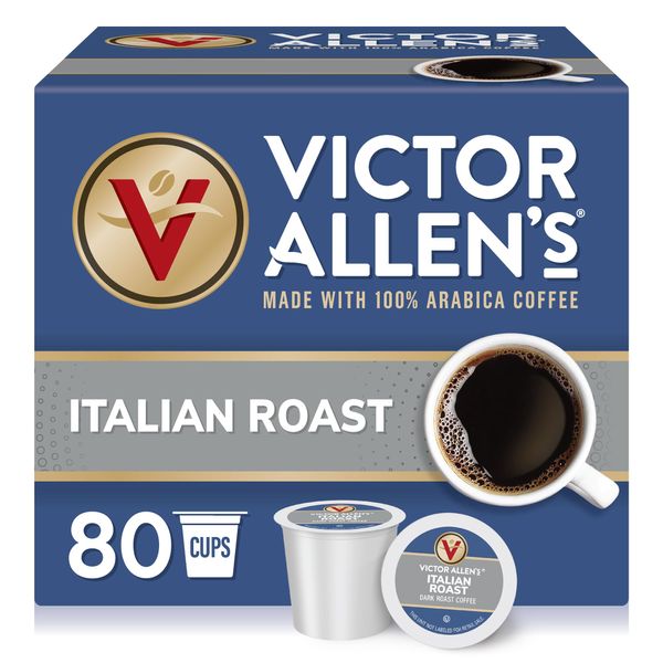 Victor Allen's Coffee Italian Roast, Dark Roast, 80 Count, Single Serve Coffee Pods for Keurig K-Cup Brewers