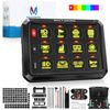 RGB 12Gang Switch Panel Kit Momentary LED Toggle Strobe Light Bar Relay System
