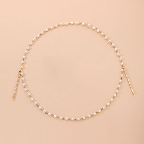 Inilbran Boho Layered Head Chain Gold Pearl Hairpin Hairpins Handmade Pearl Hairpin Hair Chain Vintage Headpieces Headband Prom Costume Festival Hair Accessories Jewellery for Women and Girls