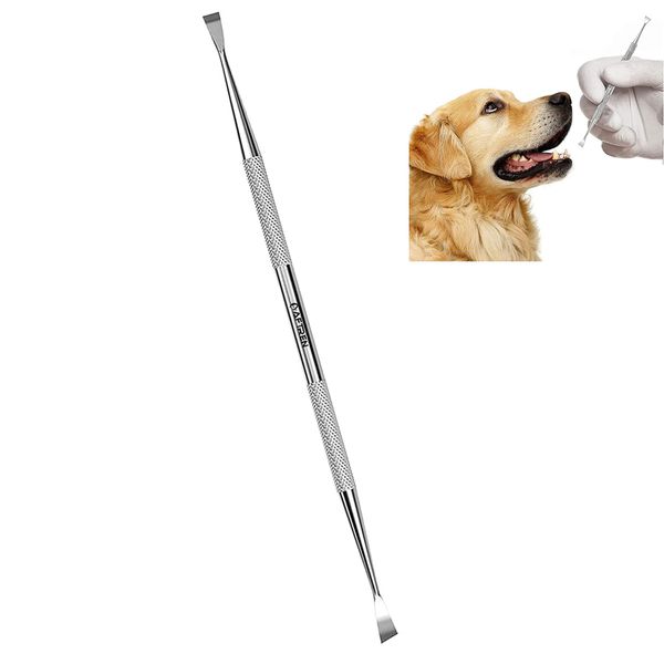 AFTREN Double Headed Tarter scraper Dental Tooth Scaler Plaque Remover (Perfect for Cats and Dogs) Stainless Steel Teeth Cleaning Tool (Silver)