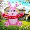5FT Easter Pink Bunny Inflatable Lighted Yard Decorations LED Blow up Rabbit